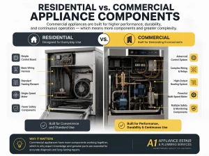 residential vs commercial appliance components